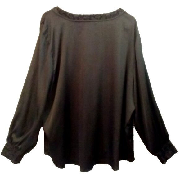 CHICO'S Tunic Gray Satin Long Sleeves Soutache Pullover Blouse - Sz 4 (20-22) - Picture 5 of 7